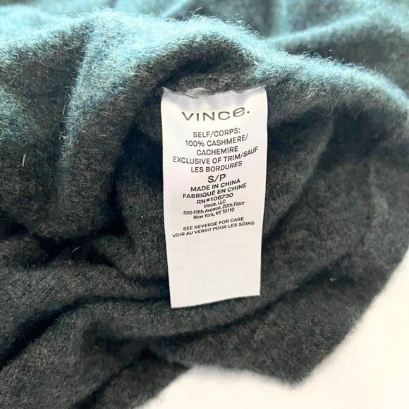 VINCE DARK GREEN BOILED CASHMERE FRONT WRAP SWEATER PULLOVER - S - Picture 12 of 13